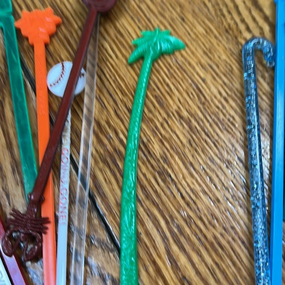 Vintage set of plastic, acrylic swizzle sticks. Hotels, casinos airlines.